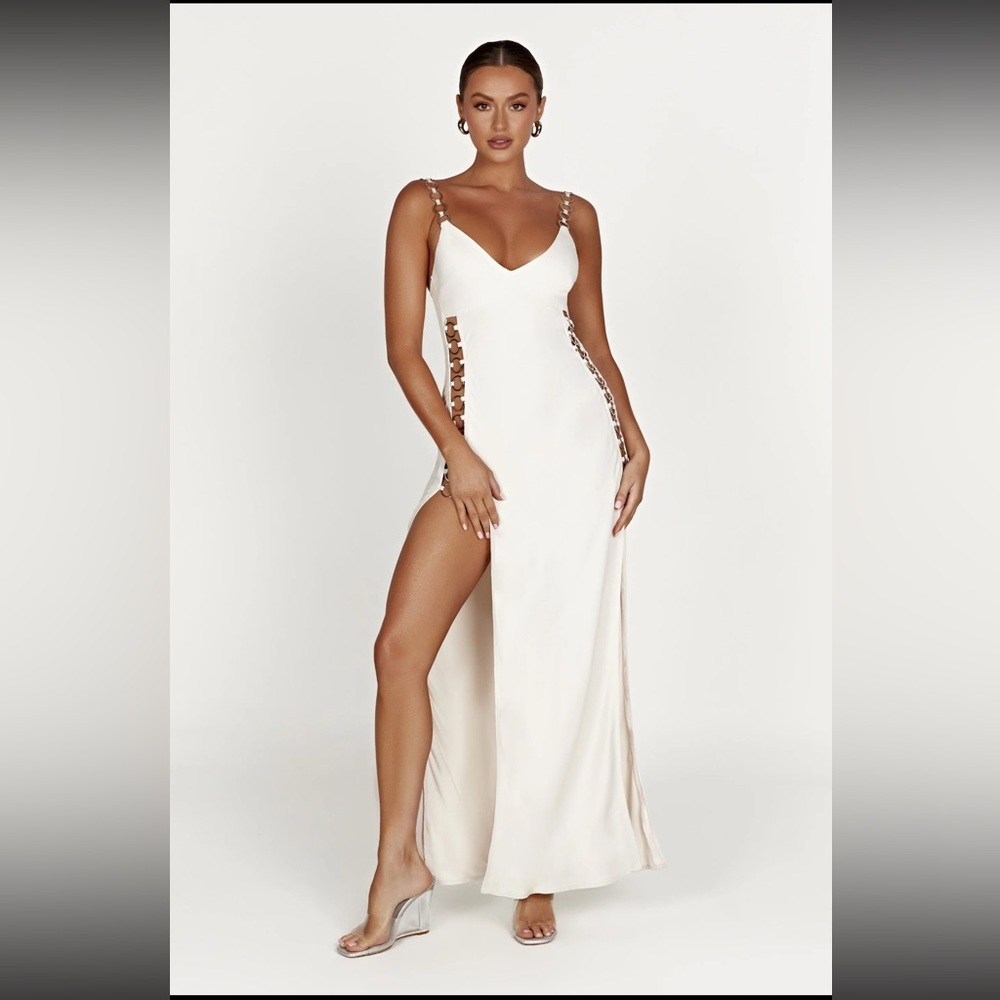 NWT Meshki Farren Ring Maxi Dress - Beige size XS